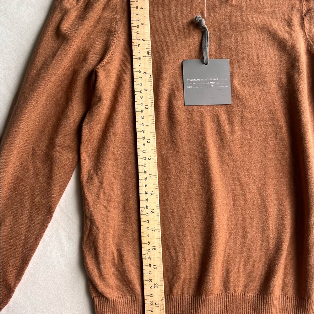 Marled Burnt Orange Crewneck Sweater with Puff Shoulders - Picture 4 of 8